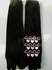 Christmas Valentine Ladies Slipper Socks Black Pink Hearts NON SKID Medium 