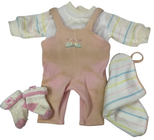 Vintage Original BERJUSA Baby Puppe Outfit Pullover Rosa Overall Decke Amy