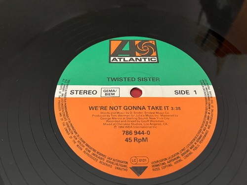 TWISTED SISTER We're Not Gonna Take It 12" Maxi-Single Vinyl 1984 German Press - Picture 3 of 5