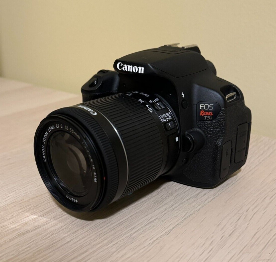 Canon EOS Rebel T5i 18.0MP DSLR Camera w/1855mm Lens, Battery, Charger