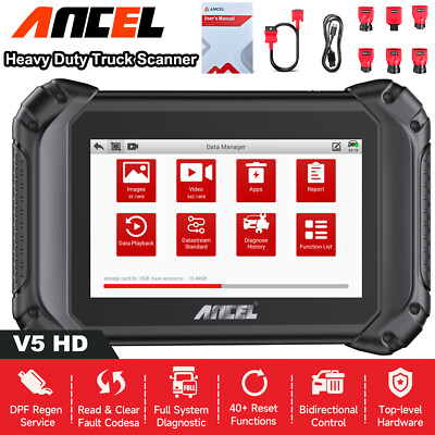 ANCEL V5 HD Heavy Duty Truck Diagnostic Tool BIdirectional OBD2 Scanner 40+Reset