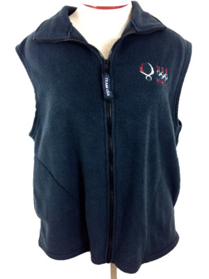 Olympics fleece vest Size L large Beijing 2008 full zip 2 pockets blue USA logo