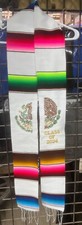 ESCUDO Mexicano Stole Graduation graduaci n  2024 sarape white ,Blanco sash ,