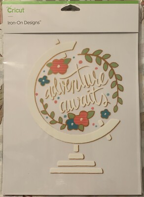 CRICUT Iron-On Designs EasyPress TRAVEL GLOBE ADVENTURE AWAITS  L 6.25  x H 7.5 