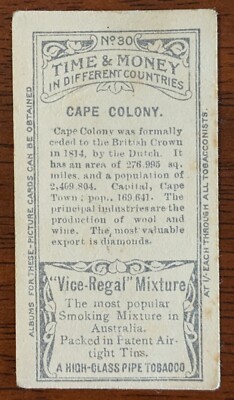 1908 Wills Cigarette Card Time and Money in Different Countries - Cape  Colony