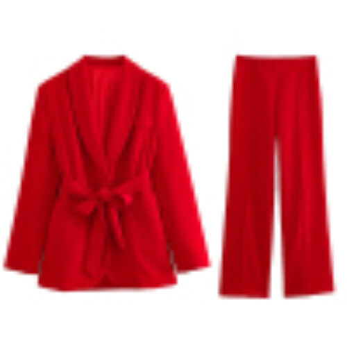 Blazer Suit Women Lapel Long Sleeve Jacket 2 Pieces Set Office Lady Pant Suits - Bild 36 von 42