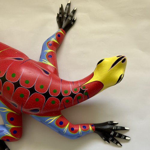 Oaxacan Holz geschnitzt & handbemalt Leguan von Alejandrino Fuentes - Bild 10 von 14