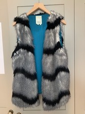 Elevenses Black White Fur Gilet Size M