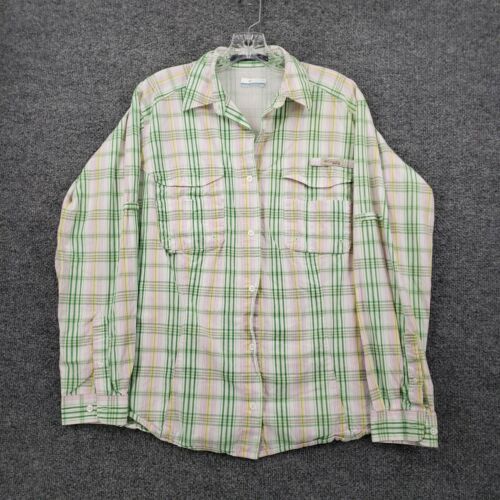 Columbia Button Up Shirt Womens L Large Green Super Bonehead PFG Fishing Outdoor