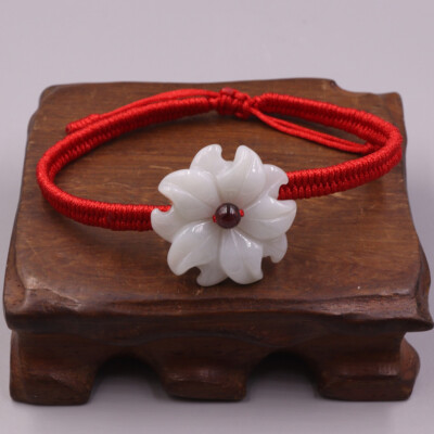 Natürliche Jade Damen Armband 22,5 mm große Blume verstellbar Armband 15-16 cm
