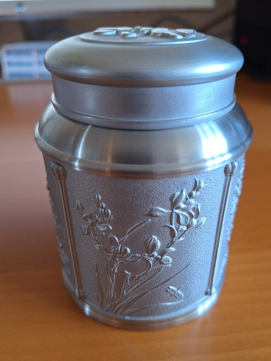 Renaissance Pewter Tea Caddy - 4 Seasons - 97% Tin - Malaysia 