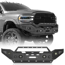 Front Steel Bumper w/ Winch Plate & LED Lights Fit 2019-2024 Dodge Ram 2500 3500