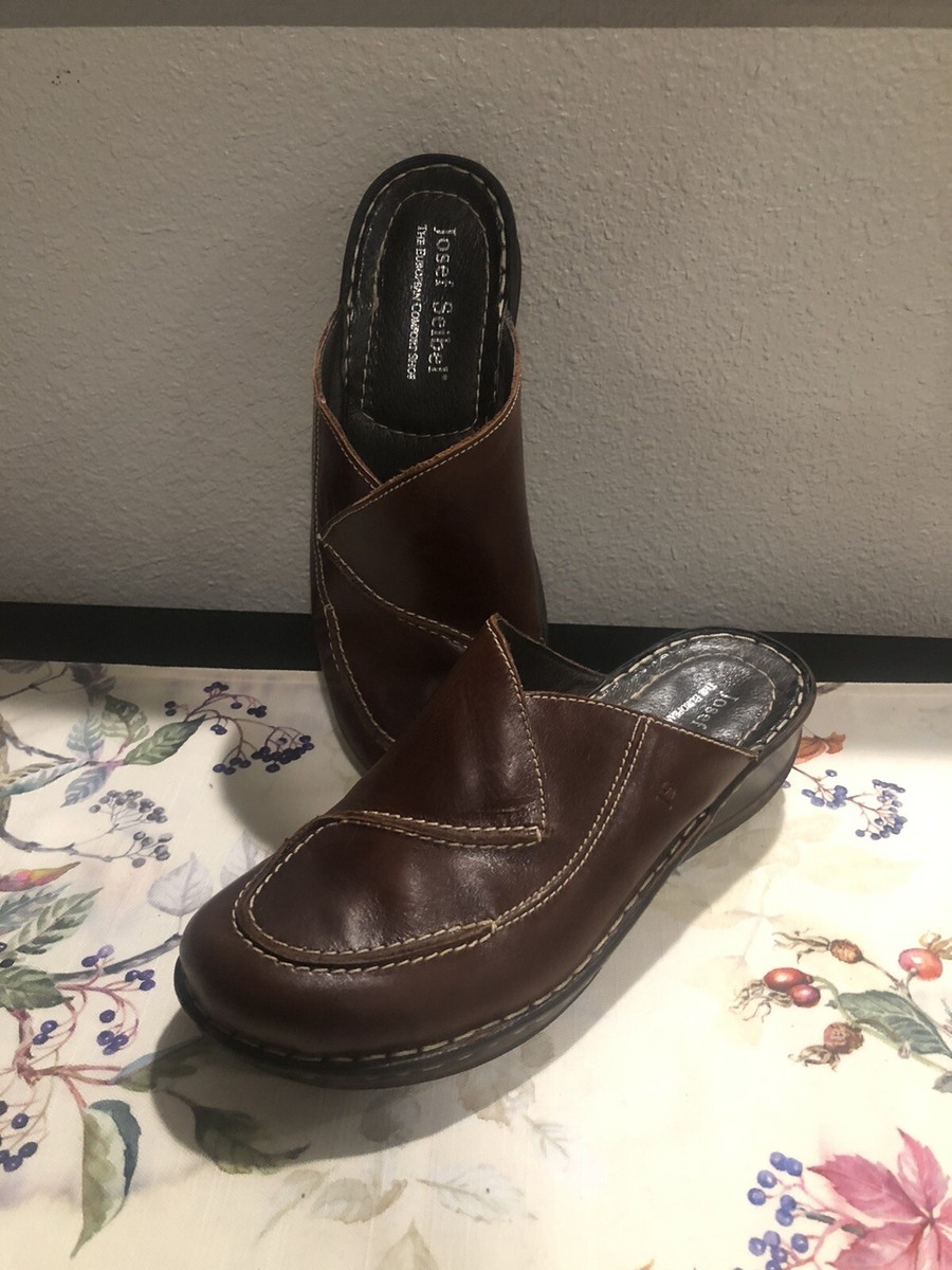 Brown Josef Seibel Mules Womens Josef Seibel Brown Leather Slide