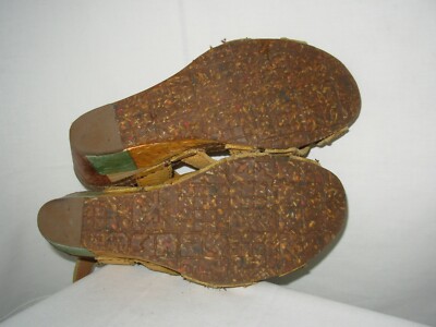 Sandales Compensées En Cuir ART - Taille 38 - Talon Haut - Occasion | Couleur Jaune | Style été