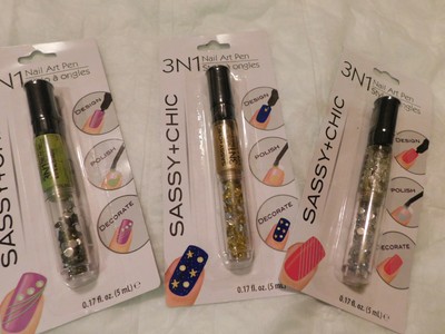 (SASSY + CHIC)-3N1-NAIL ART PEN-,Design,Polish,Decorate-(Free Shipping
