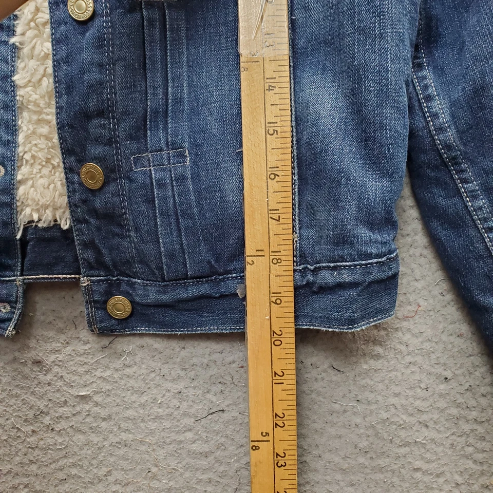 Chaqueta Levi's Denim Mujer M Azul Sherpa Forrada Cuello Medio Lavado Botón Frontal Foto 4 de 4