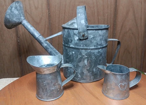 Metal Galvanized Watering Can Planter Wall Pocket Spout Outdoor/Indoor Decor Lot