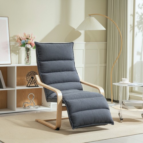 HOMCOM Birch Wood Lounge Chair for Living Room, Bedroom, Drak Grey - Picture 10 of 11