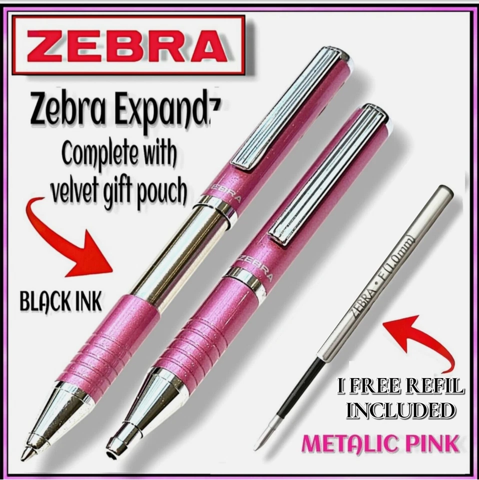 Zebra Expandz PEN Retractable Ballpoint Black Ink + 1 REFILLS & POUCH INC