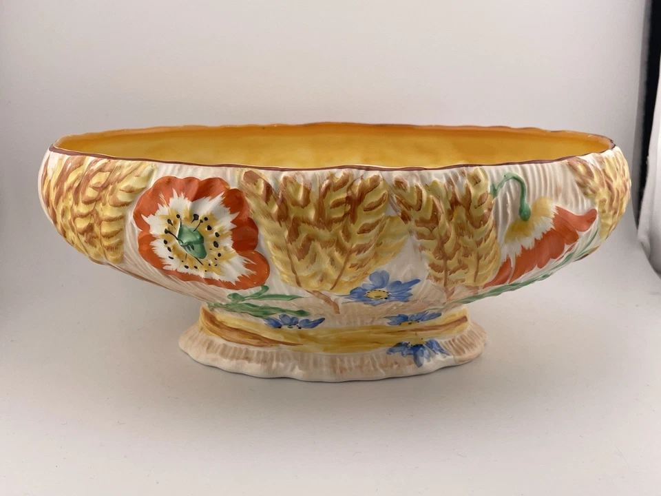 Falcon Ware Large Ceramic Serving Bowl on Footed Base, Decorated with Flowers  - Image 3 of 4