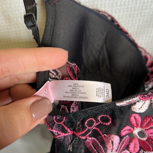 Victoria's Secret Body 34D bestickt Dessous Teddy romantisch schwarz pink - Bild 10 von 10