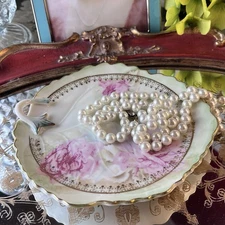 P&L Austria Handled Nappy Pink Rose Plate Pfeiffer & Lowenstein 1914–1918