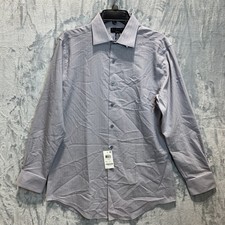 Alfani Men's Button Up Shirt Gray Slim Fit Chevron Pattern M 15 - 15.5 32/33