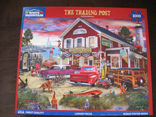 WHITE MOUNTAIN 1000 PIECE JIGSAW PUZZLE THE TRADING POST- COMPLETE WITH POSTER