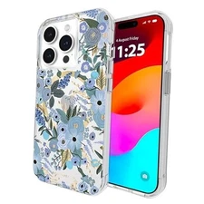 Rifle Paper Co. Case [Compatible with MagSafe] Garden Party Blue iPhone 15 Pro