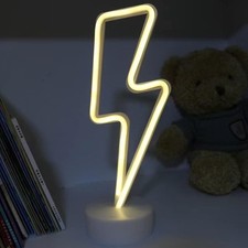 Lightning LED Neon Sign Light Lamp Lighting Night USB/Battery 80s Bolt Party