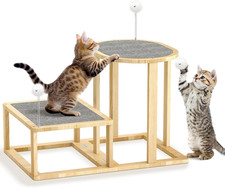 16.9In Cat Tree Tower, 2-Level Cat Scratch Post with Scratching Mats, Cats Tease