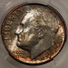 1956 D Roosevelt 10C Dime CACG MS65 FB Toned CAC Roosevelt