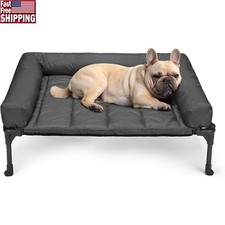 Medium Elevated Dog Bed Waterproof Non-Slip Pet Cot W/ Bolster Support New