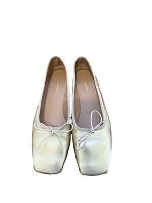 Mansur Gavriel Square Toe Ballerina Flats Gold Leather Size 35.5