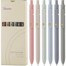 Gel Pens, 6 Pcs 0.5mm Quick Dry Black Ink Pens Fine Point Smooth Writing Pens,