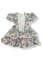 Marthas Miniatures We're Fussy Full Circle Floral Butterfly Dress, Vintage, 4T