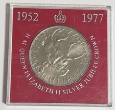 H.M. Queen Elizabeth II Silver Jubilee Crown 1952-1977 Coin in Sealed Holder