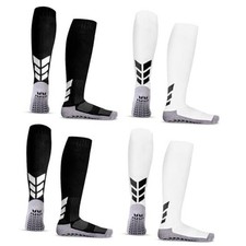 Knee High Non-Slip Soccer Socks for Men Women - 6-12 4 Pairs/2black 2white