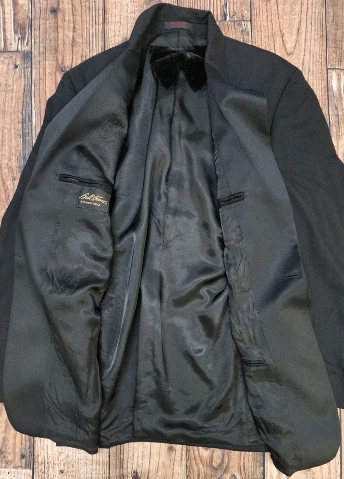 Traje de Esmoquin Bill Blass Negro De Colección Para Hombre 42L (34x32) Lana Eventos Formales  Foto 4 de 4