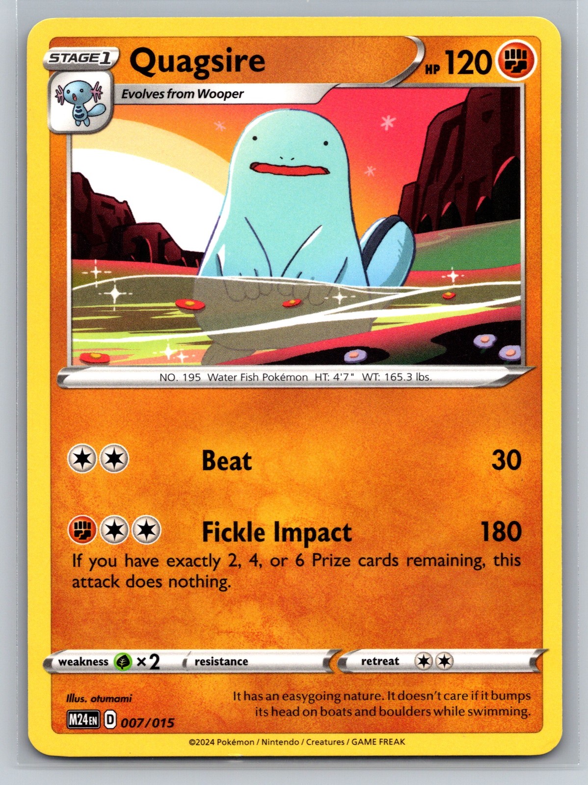Quagsire 007/015 McDonalds Promos 2024 Fighting Type Pokemon TCG Promo Card