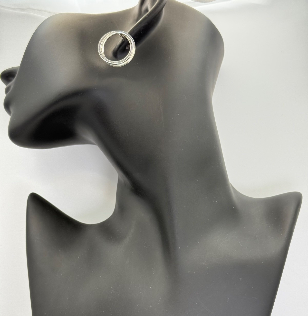 Sterling Silver 925 Interlocking Double Circle Ea… - image 3