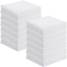 100 Pieces White Handkerchiefs Classic Hankies Bulk Set Pocket Square Towel S...