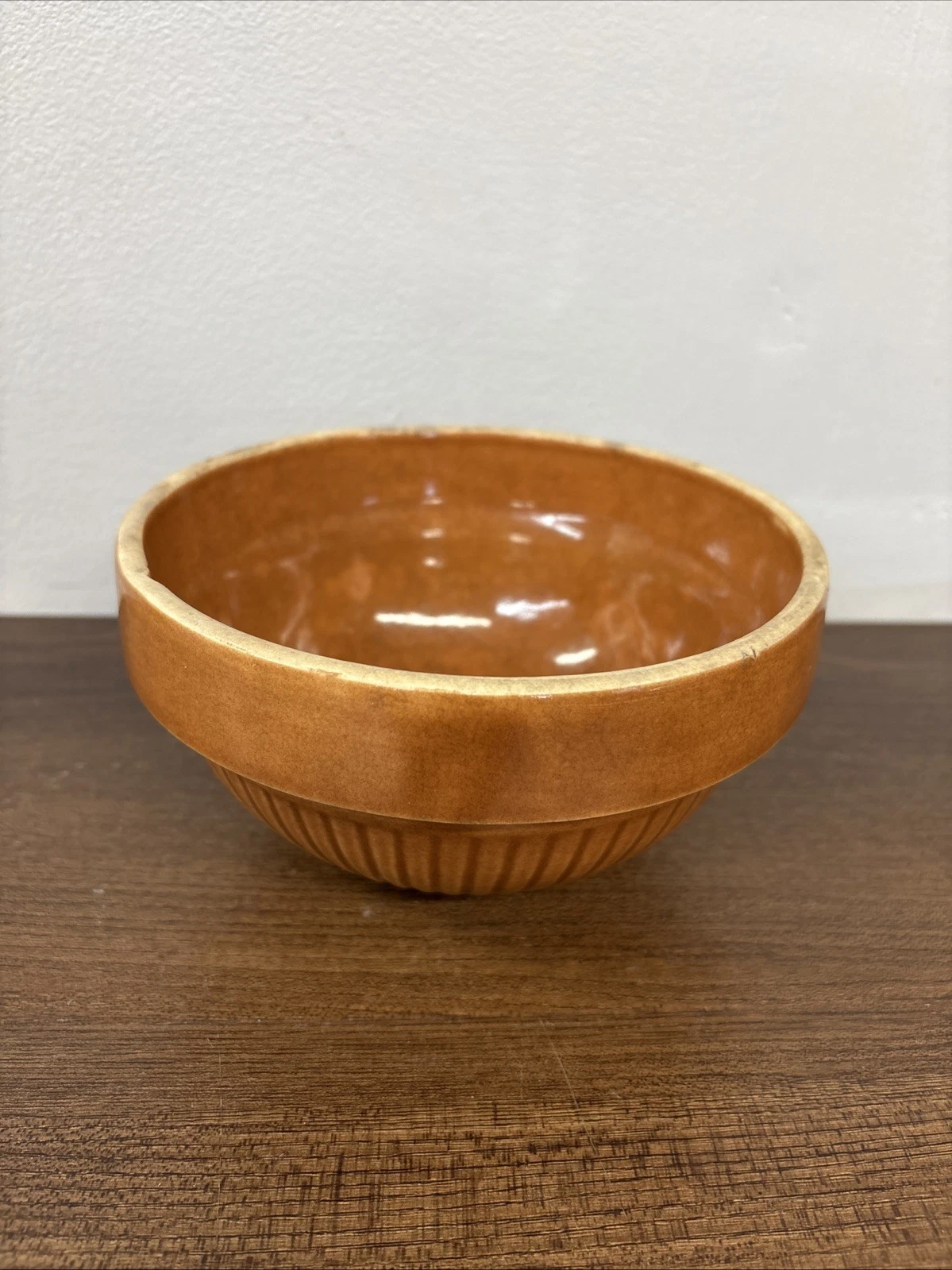 Vintage 6.25” Burnt Orange Colored Stoneware Mixing Bowl