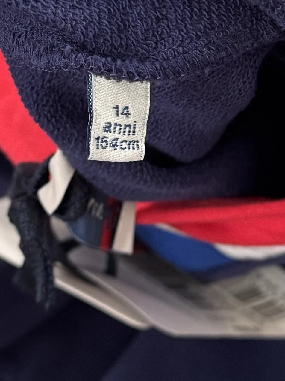 Moncler Cardigan Felpa con Cappuccio Età 14 19” PTP Blu Nuovo Autentico