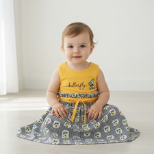 Butterfly Dress for Girls Soft Cotton Floral Dress with Embroidered