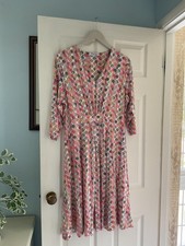 David Nieper Ruched Front Multi Spot  Print Stretch Jersey Midi Dress  - Size 16