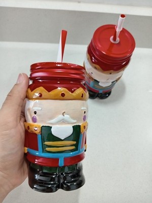 Nussknacker Einmachglas, Weihnachten Nussknacker Glas mit Strohhalm, Glas 3D