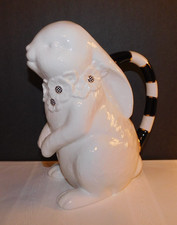 Mackenzie Childs White Rabbit Ceramic Pitcher...