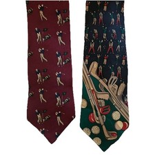 Savvy (Made in USA) & Pierre Cardin 2 Men's Ties 100% Silk Golf Themed