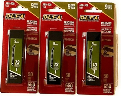 OLFA 9149 ABB-50B 9mm Snap-Off Blade, Black UltraSharp, 50-Pack x3 (Total 150) 